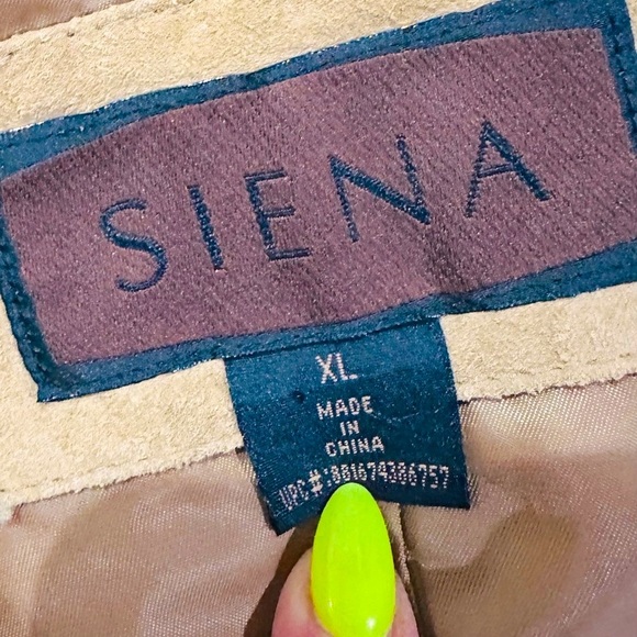 π§₯ SIENA Genuine Suede Leather Jacket | Y2K Boho Moto Retro | XL Tan Camel - Picture 4 of 5